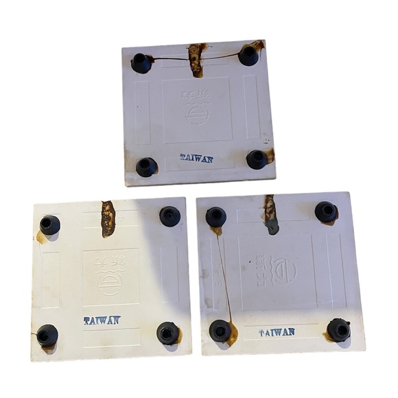 Set of 3 Vintage Footed Ceramic Trivets - Mouse, Owl, and Floral.4.25" x 4.25" - Picture 2 of 3